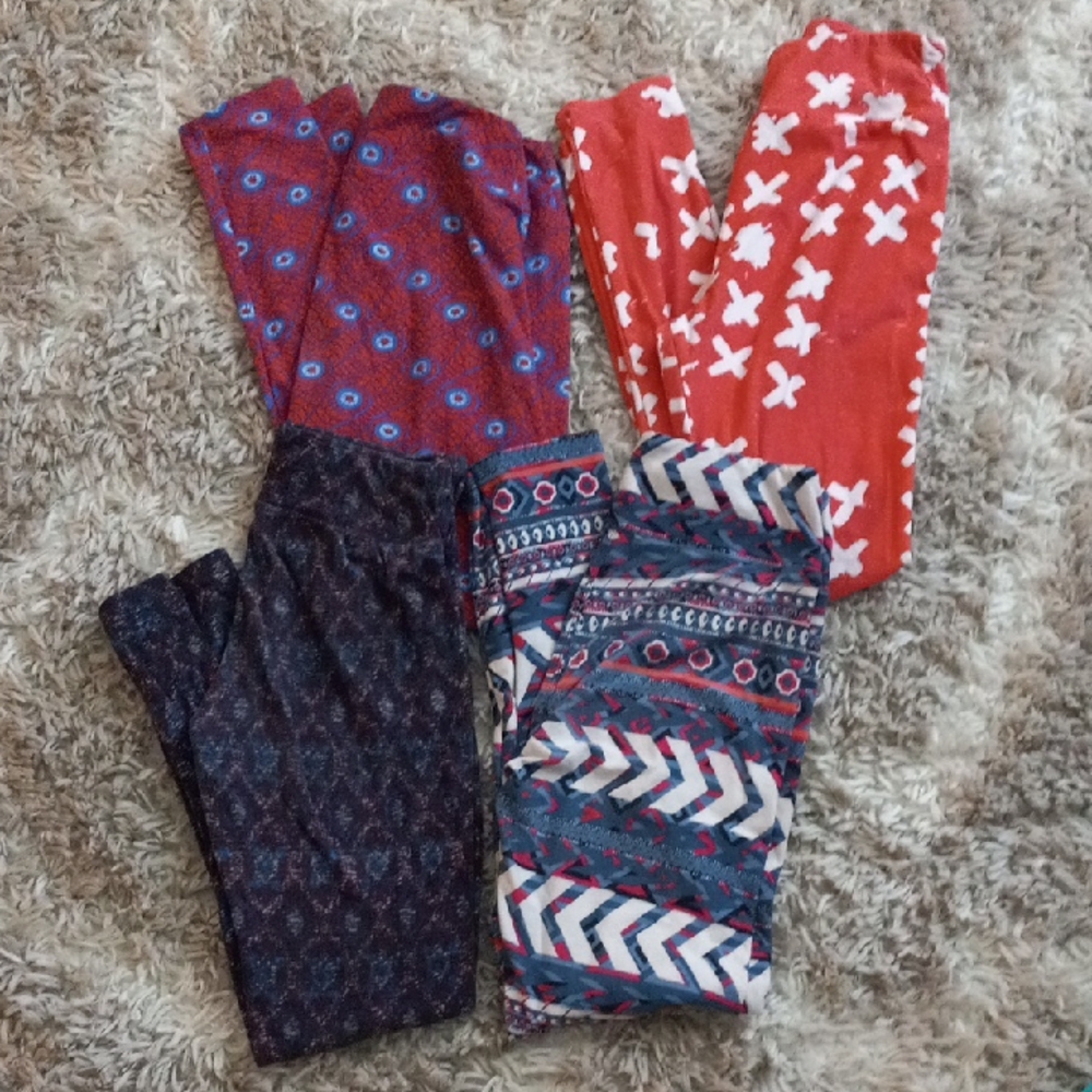 LuLaRoe Pink and White Leggings